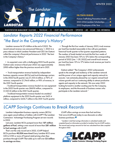 Landstar Link Newsletter, Winter '23