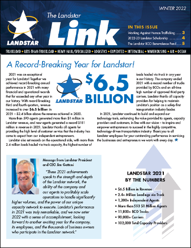 Cover image of The Landstar Link Winter 2022