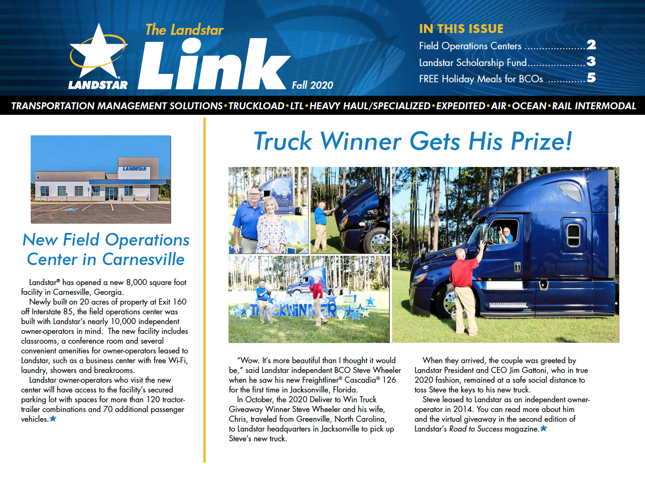 The Landstar Link Newsletter Fall 2020